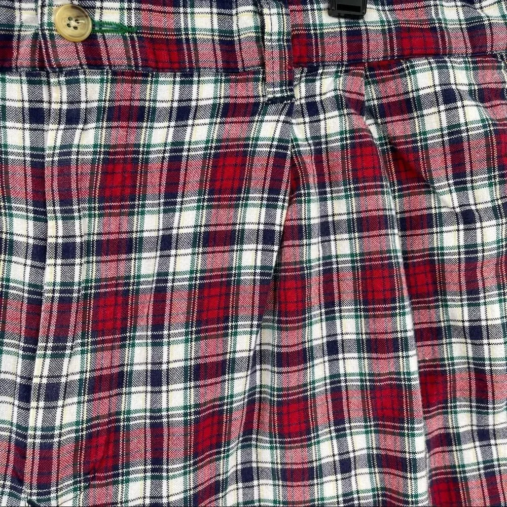 Tommy Hilfiger Men’s Plaid Shorts Size 36 Pleated Red Blue Preppy Golf Summer